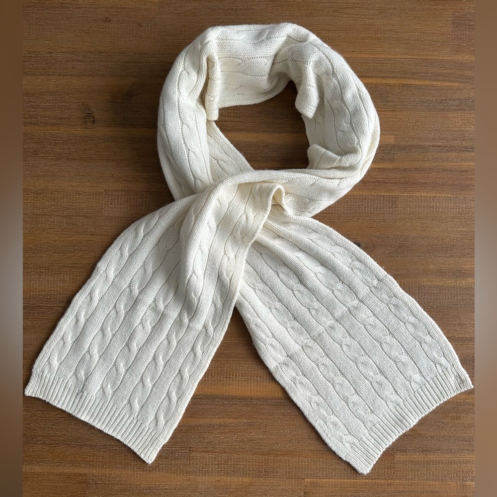 Vintage Lauren Ralph Lauren Scarf Cashmere Lambswool Rabbit Hair blend Cream